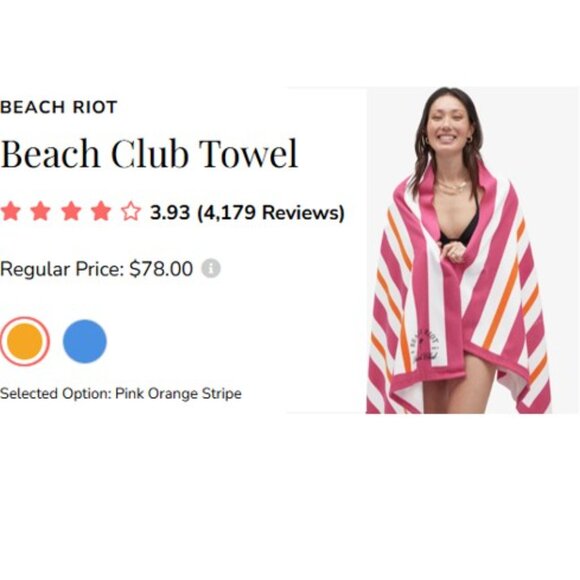 BEACH RIOT BEACH CLUB Pink & Orange Striped Luxury Beach Towel NEW IN PACKAGE! - Picture 10 of 10